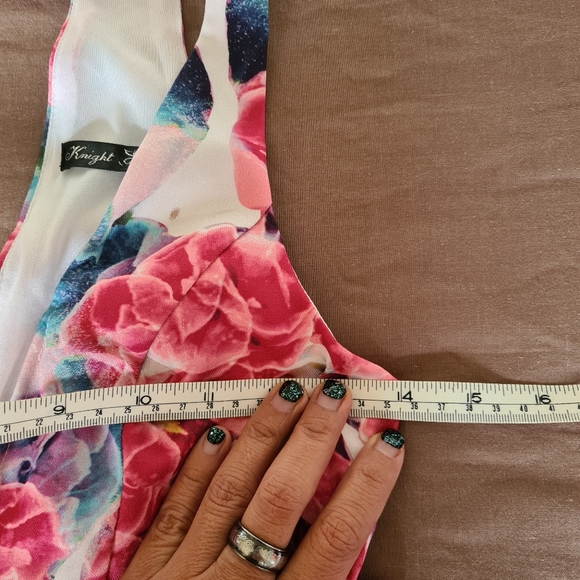 KNIGHT ANGEL 6 Pink Floral V Neck Sleeveless with Pockets Maxi Midi Romper Dress - Picture 12 of 16